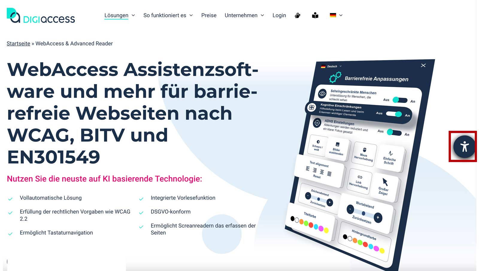Screenshot Digiaccess Website