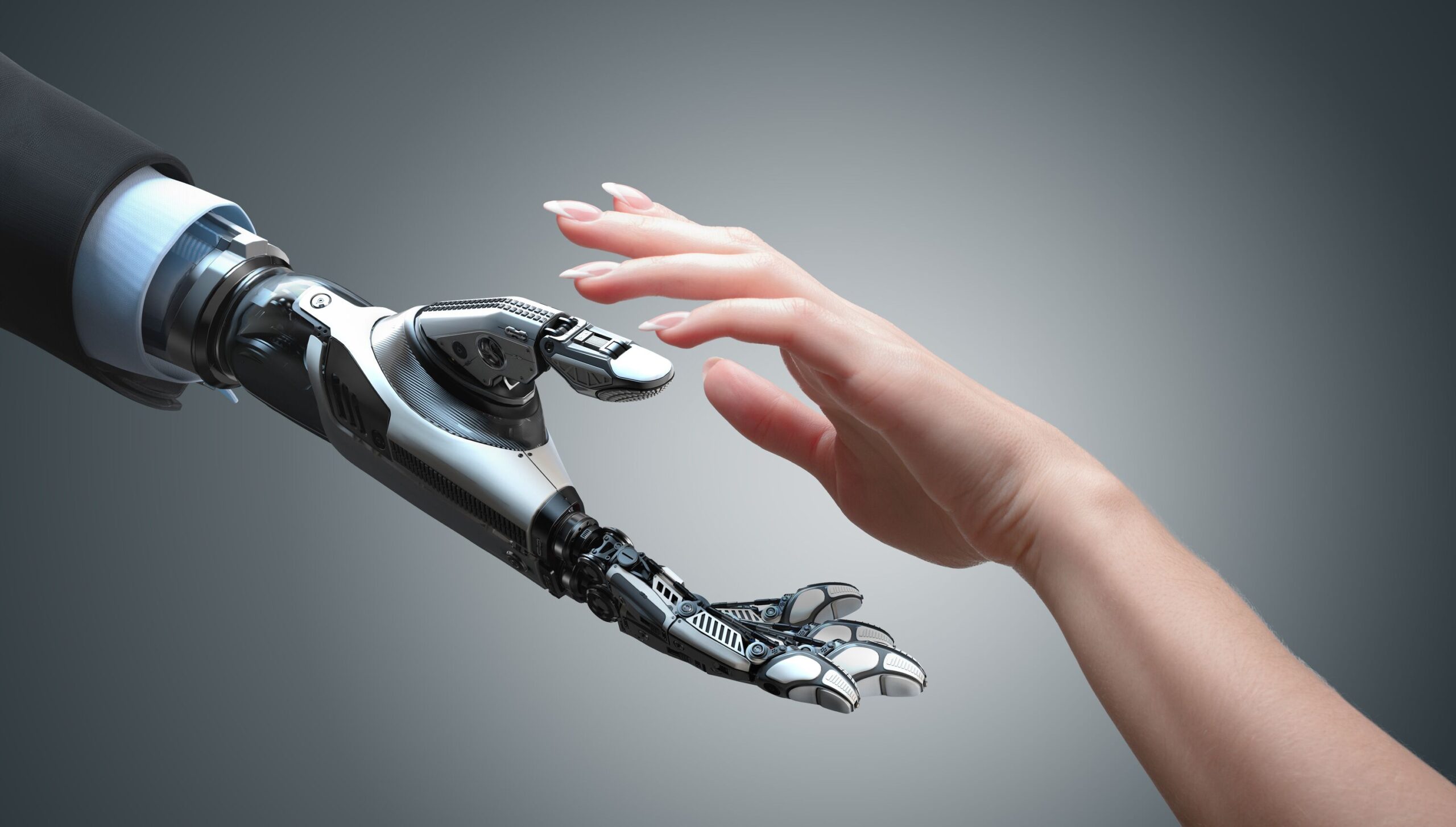 Roboter- und Menschenarm